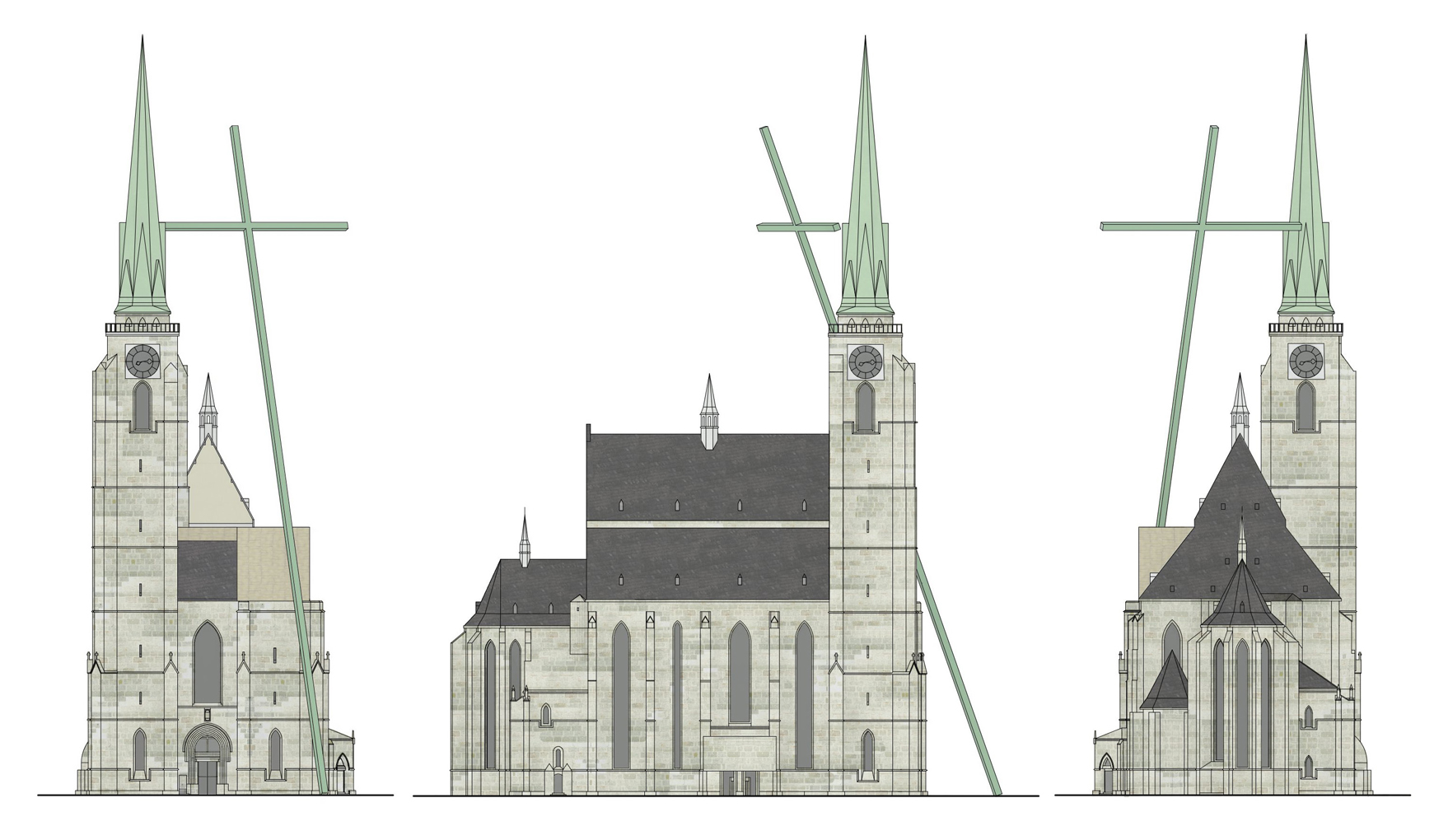 Dostavba věže plzeňské katedrály